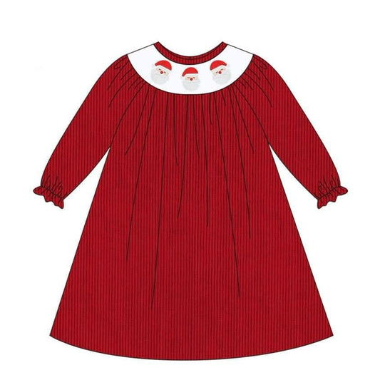 GLD0750 Red Santa Cute Girls Toddler Long sleeve cute baby long sleeve kid Dresses