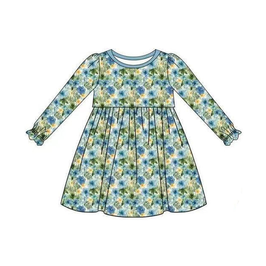 GLD0760 Floral Cute Girls Toddler Long sleeve cute baby long sleeve kid Dresses