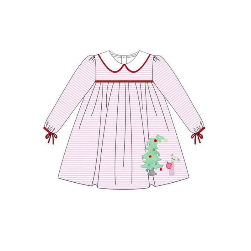 GLD0762 Pink Girls Toddler Long sleeve cute baby long sleeve kid Dresses