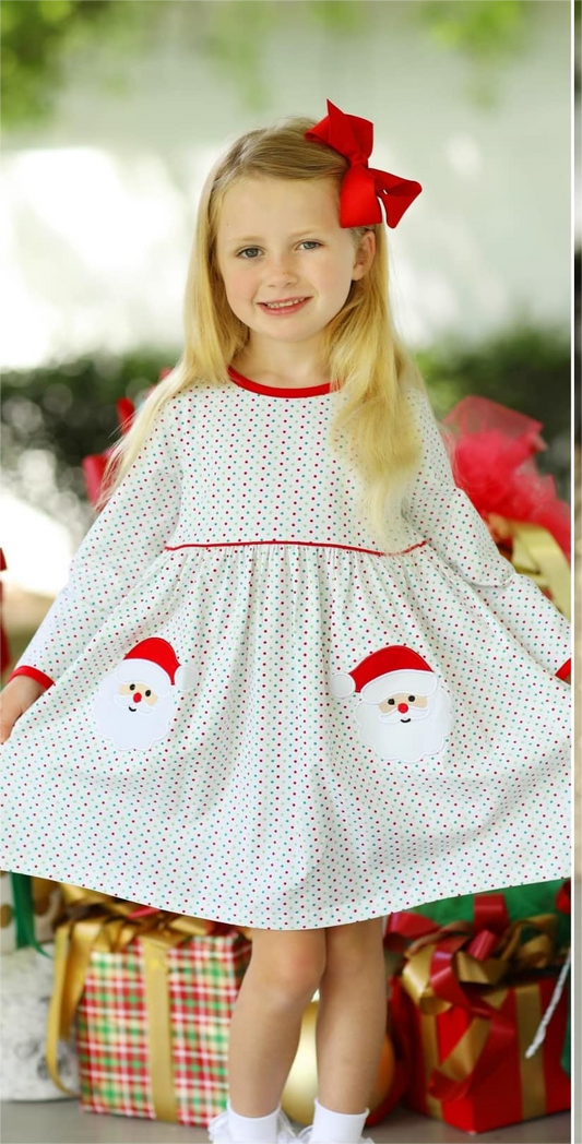 GLD0779 Santa Girls Toddler Short sleeve cute baby long sleeve kid Dresses