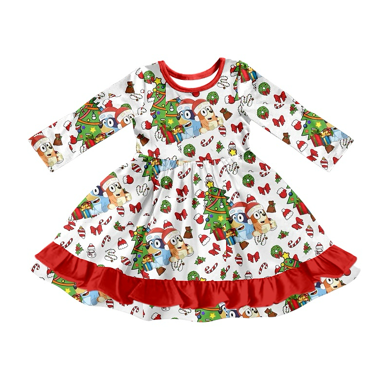 GLD0792 Christmas Girls Toddler Long sleeve cute baby long sleeve kid Dresses