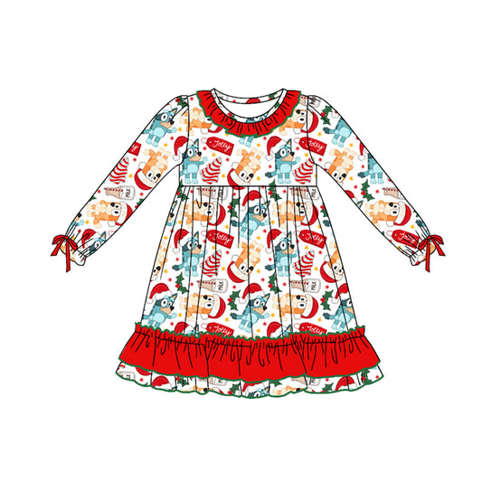 GLD0802 Red Girls Toddler Long sleeve cute baby long sleeve kid Dresses