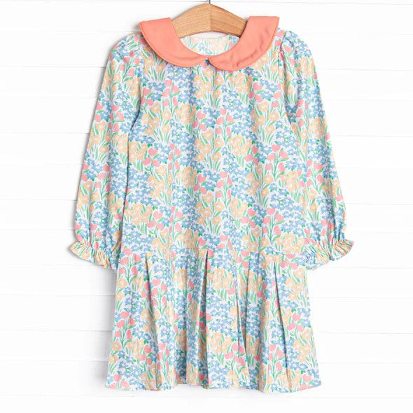 GLD0803  Floral Girls Toddler Long sleeve cute baby long sleeve kid Dresses