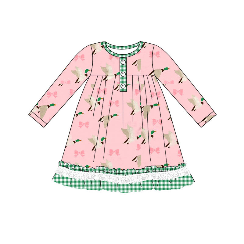 GLD0804 Duck Long Sleeve Cute Girl Fall Winter Design Short Sleeve Children Dresses