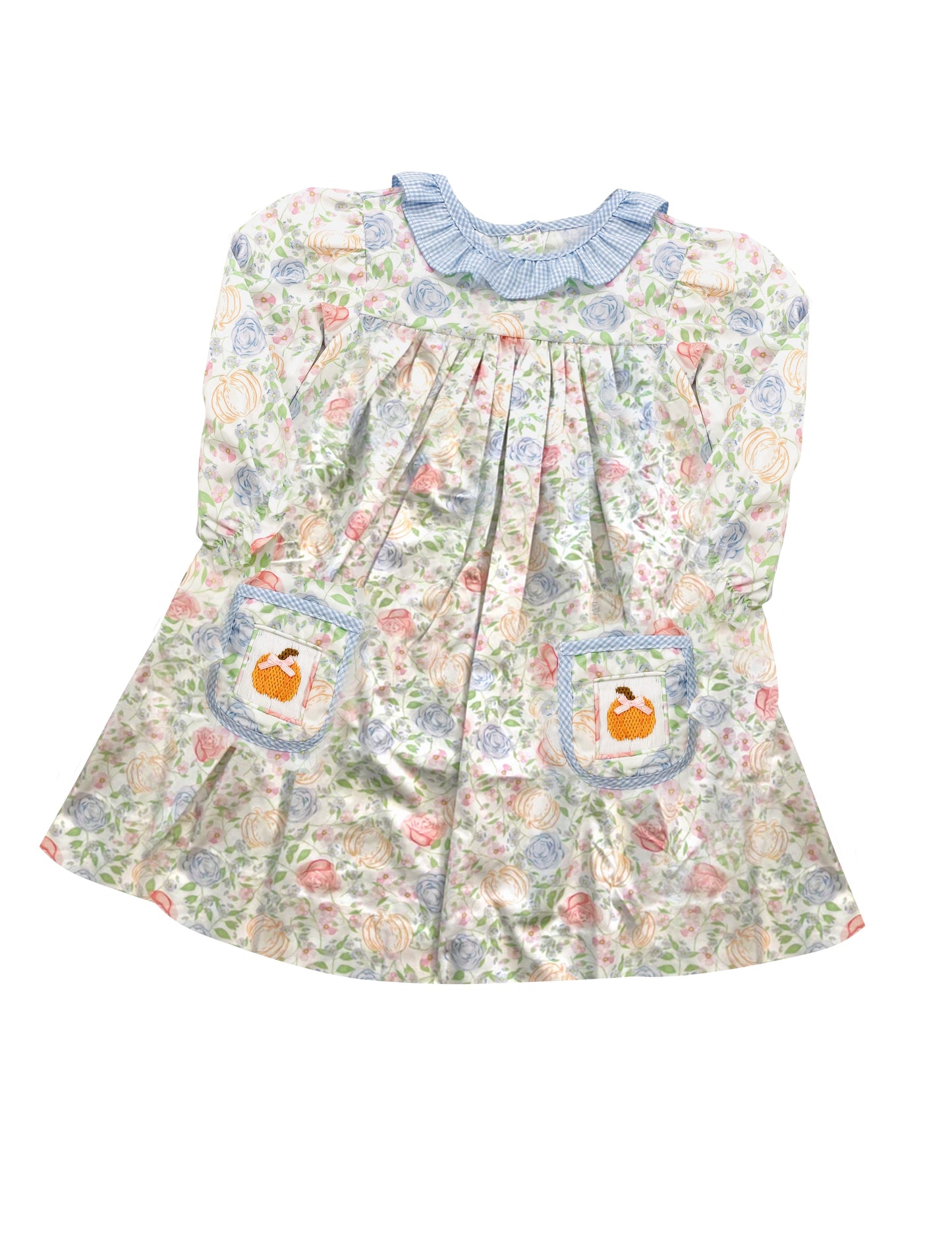 GLD0809 Pumpkin Long Sleeve Cute Girl Fall Winter Design Short Sleeve Children Dresses