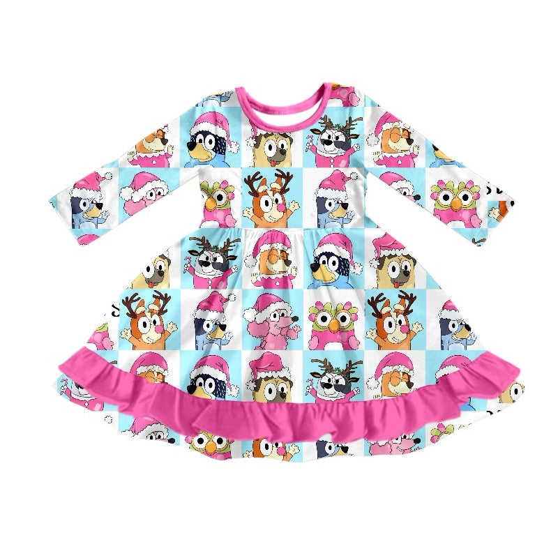 GLD0828 Dog Long Sleeve Cute Girl Fall Winter Design Short Sleeve Children Dresses