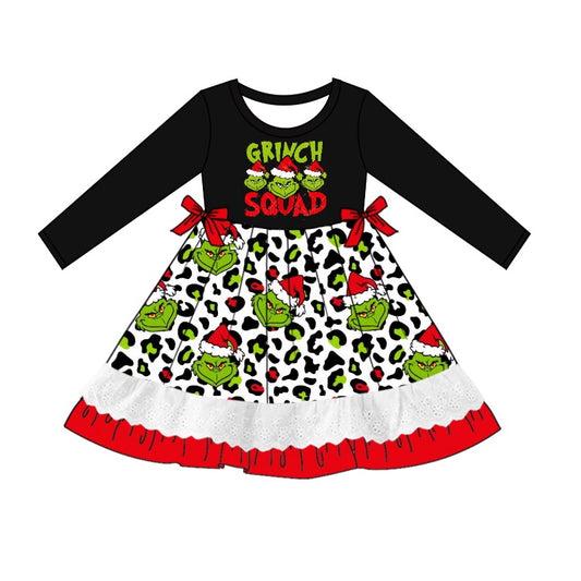 GLD0864 Christmas Long Sleeve Cute Girl Fall Winter Design Short Sleeve Children Dresse