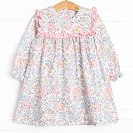 GLD0869 Floral Long Sleeve Cute Girl Fall Winter Design Short Sleeve Children Dresse