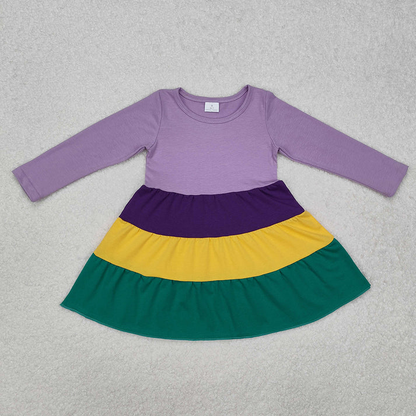 RTS NO MOQ Sibling Boys Baby Girls Long Sleeve Mardi Gras Purple Shirts Dresses