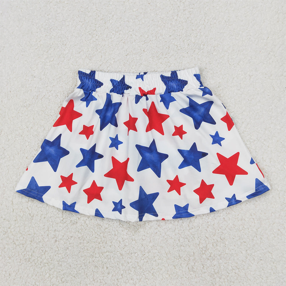 RTS NO MOQ Baby Girls Summer Pants GLK0055  4th Of July Stars Skorts Skirts Bottom