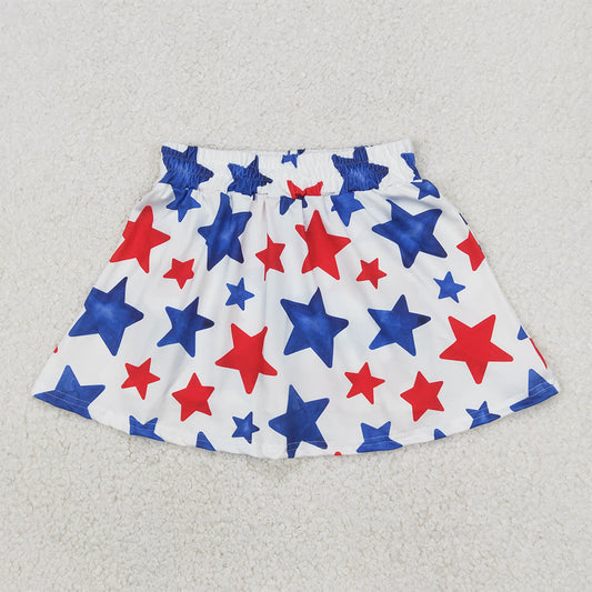 RTS NO MOQ Baby Girls Summer Pants GLK0055  4th Of July Stars Skorts Skirts Bottom
