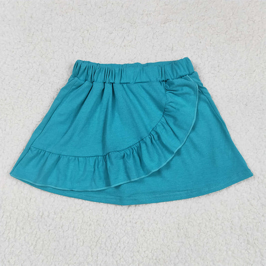 5.16 RTS NO MOQ Baby Girls Summer Pants GLK0060 Turquoise Aqua Ruffles Skort Skirts