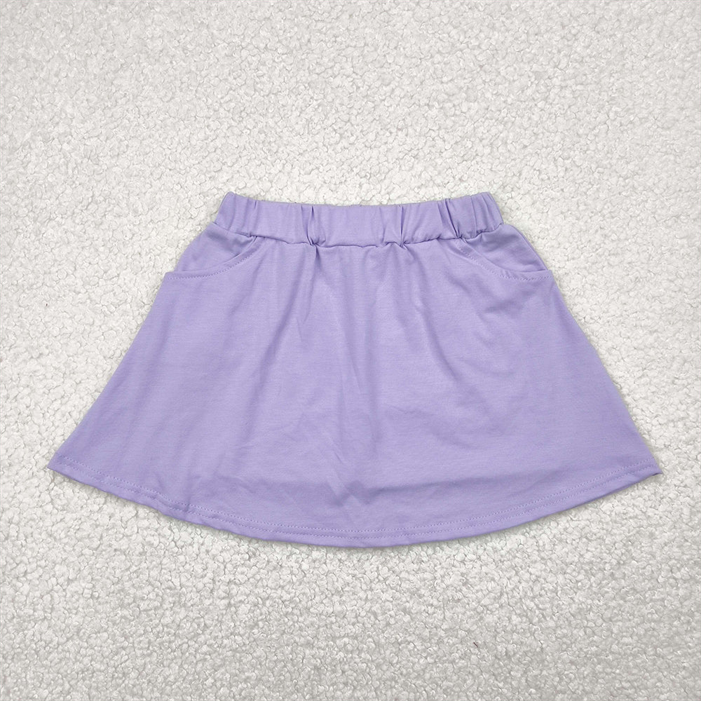 RTS NO MOQ Baby Girls Summer Pants GLK0067 Lavender Cotton Pocket Skorts Skirts