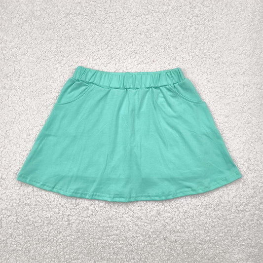 RTS NO MOQ Baby Girls Summer Pants GLK0069 Green Pocket Cotton Skorts Skirts