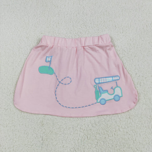 6.18 RTS NO MOQ Baby Girls Summer Pants GLK0071 Pink Golf Flag Skirts
