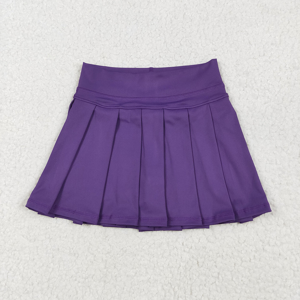 6.10 RTS NO MOQ Baby Girls Summer Pants GLK0086 Purple Yoga Pleated Active Wear Skirts