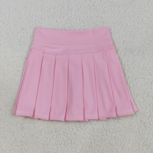 8.12 RTS NO MOQ Baby Girls Summer Pants GLK0088 Light Pink Yoga Active Wear Pleated Skirts