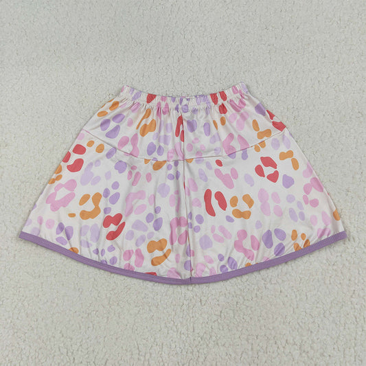 6.26 RTS NO MOQ Baby Girls Summer Pants GLK0097 Lavender Colorful Leopard Shorts Skirts