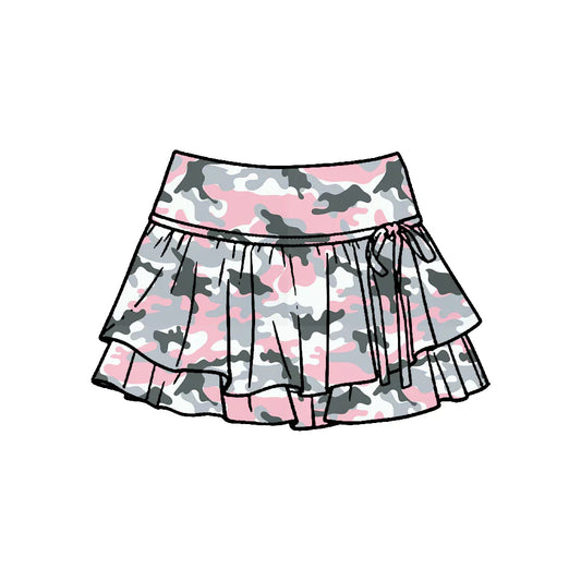( Moq 5 ) Preorder Baby Girls Kids Ruffle Skirt Shorts Bottoms Pink Grey Camo Yoga Active Clothes