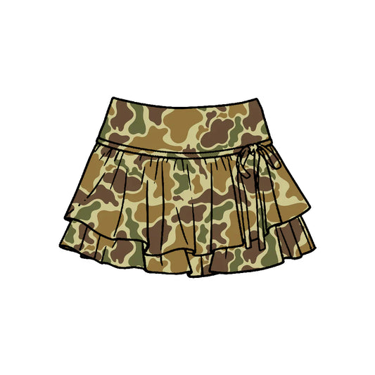 ( Moq 5 ) Preorder Baby Girls Kids Ruffle Skirt Shorts Bottoms Camo Print Yoga Active Clothes