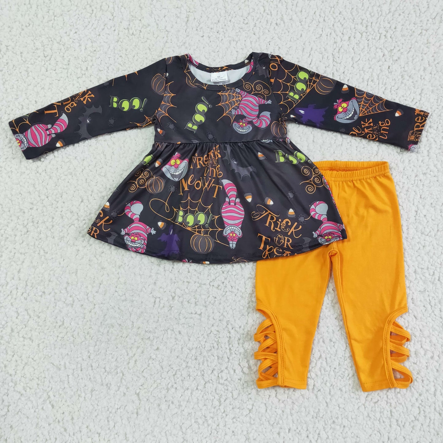 GLP0048 Orange Cute Children Long Sleeve Clothing Kid Summer Boutique Outfits