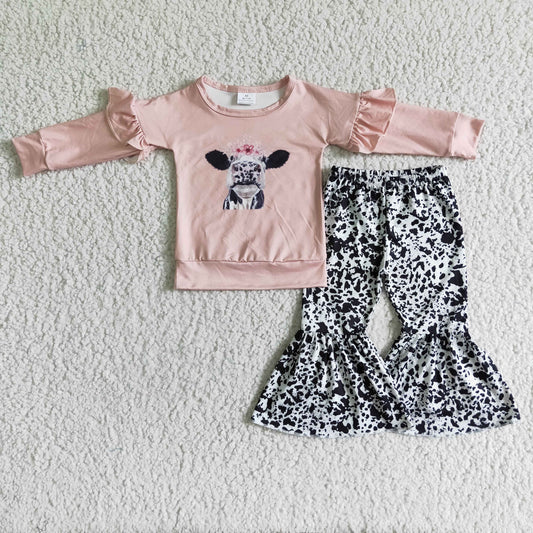 GLP0054  Cow Girls Children Long Sleeve Kid Boutique Outfits