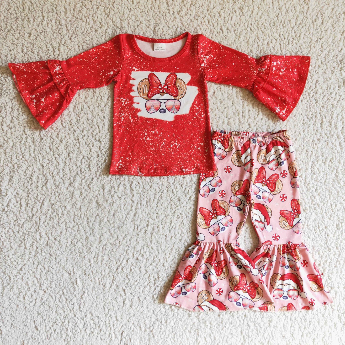 GLP0096 Red Cute Children Long Sleeve Clothing Kid Summer Boutique Outfits