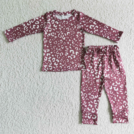 GLP0199 Leopard Girls Children Long Sleeve Kid Boutique Outfits