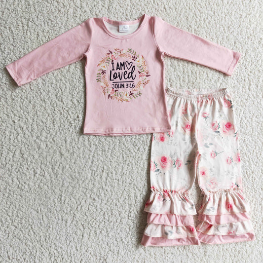 GLP0336  Pink Hot Sale Girl Long Sleeve Sets Kid Clothing