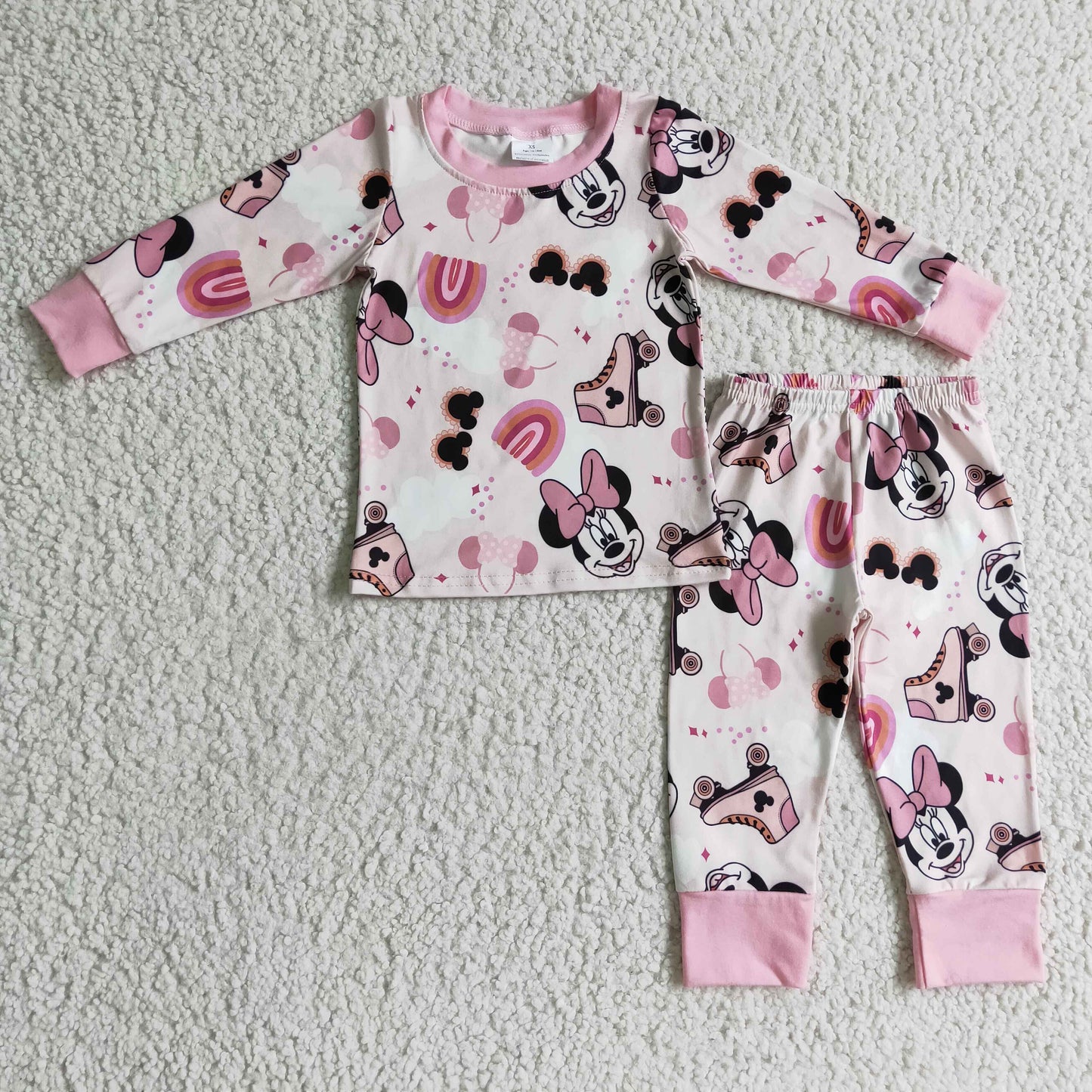 GLP0348  Pink Cartoon Hot Sale Girl Summer Long Sleeve Sets Kid Clothing