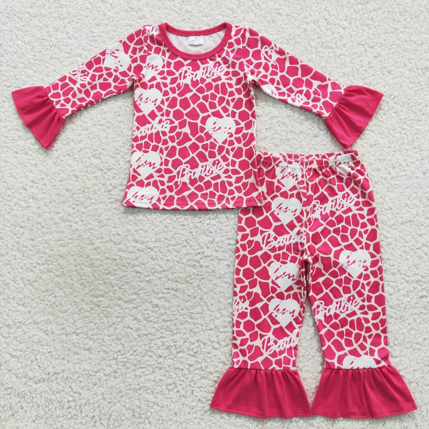 GLP0653 Pink Love Hot Sale Girl Summer Long Sleeve Sets Kid Clothing