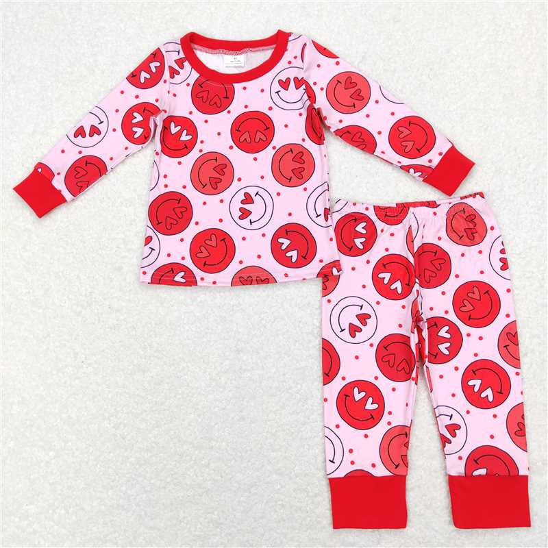 GLP1135 Baby Girls Happy Face Valentine's Day Pajama Set