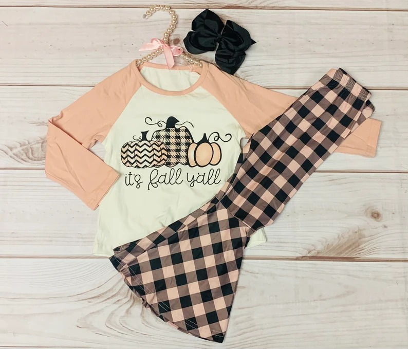 GLP1175 Pumpkin Wholesale Baby Kids Wear Boutique Kid Clothing Set