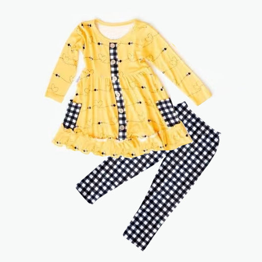 GLP1191 Yellowe Wholesale Baby Kids Design Boutique Kid Clothing Set