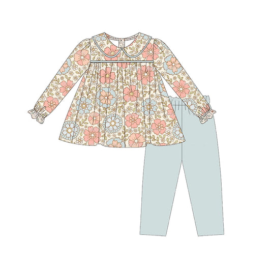 GLP1195 Floral Girls Wholesale Baby Kids Design Boutique Kid Clothing Set