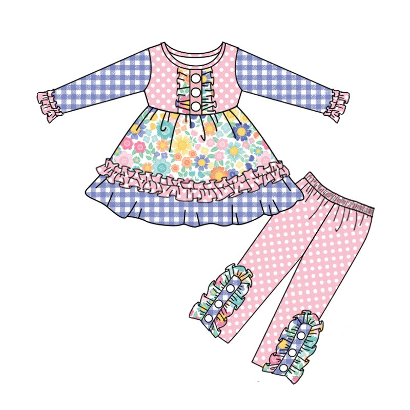 GLP1196 Floral Girls Wholesale Baby Kids Design Boutique Kid Clothing Set