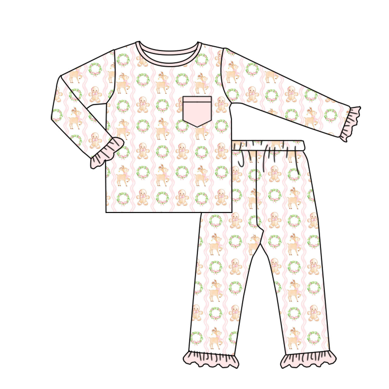 GLP1204 Deer Long Sleeve Wholesale Baby Kids Wear Boutique Kid Clothing Set