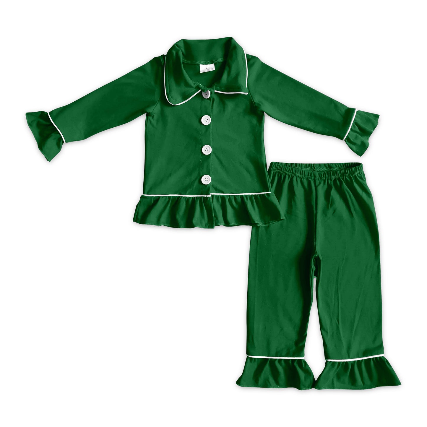 GLP1208 Green Christmas Girl Long Sleeve Wholesale Children Wear Boutique Kid Clothing Sets