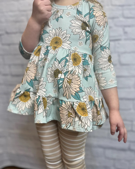 GLP1209 Floral Girl Long Sleeve Wholesale Boutique Kid Clothing Sets