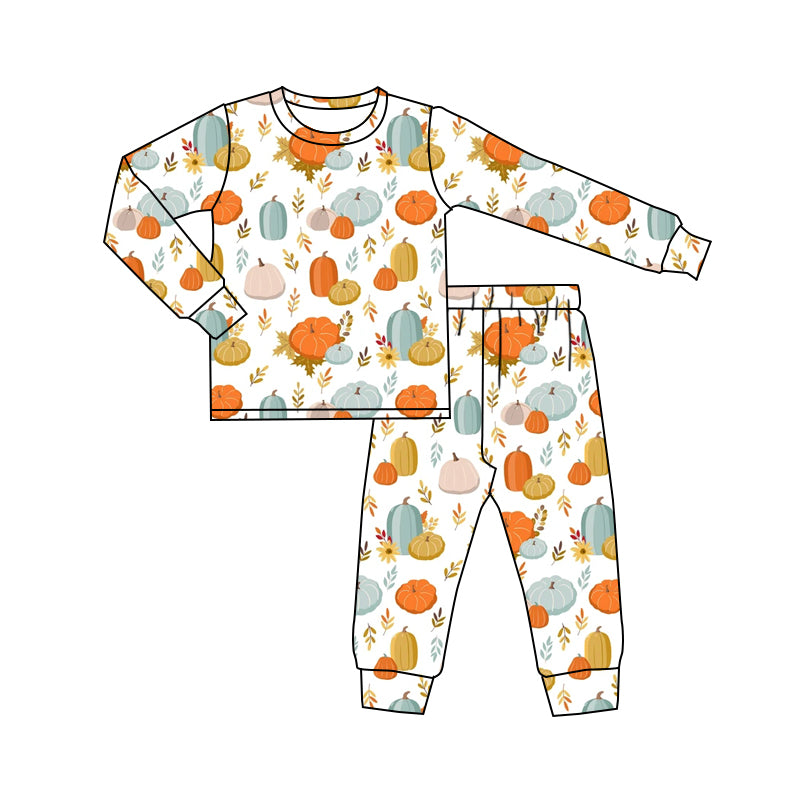 GLP1218 Pumpkin Long Sleeve Wholesale Boutique Kid Clothing Sets