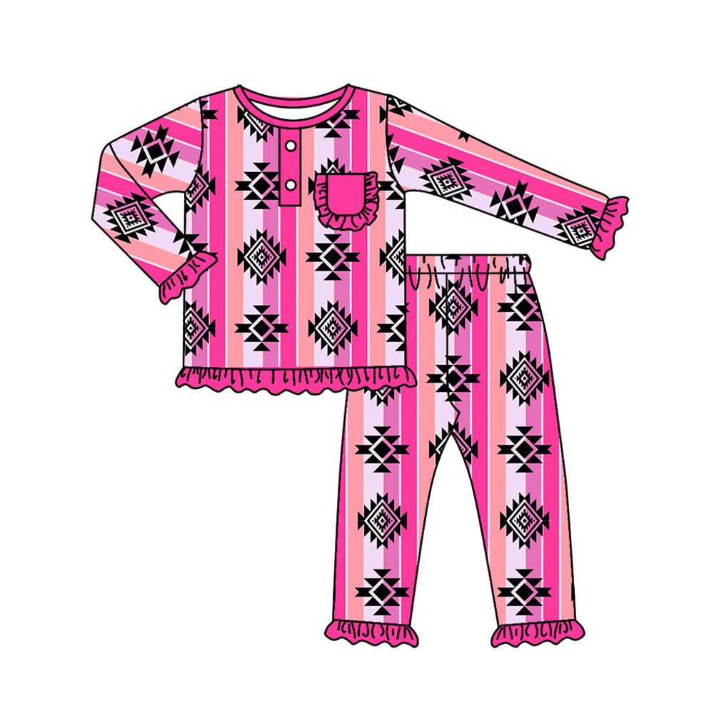 GLP1222 Pink Long Sleeve Wholesale Boutique Kid Clothing Sets