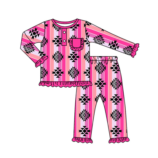 GLP1222 Pink Long Sleeve Wholesale Boutique Kid Clothing Sets