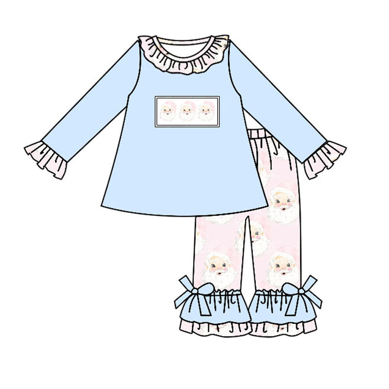 GLP1226 Sky Blue Long Sleeve Wholesale Boutique Kid Clothing Sets