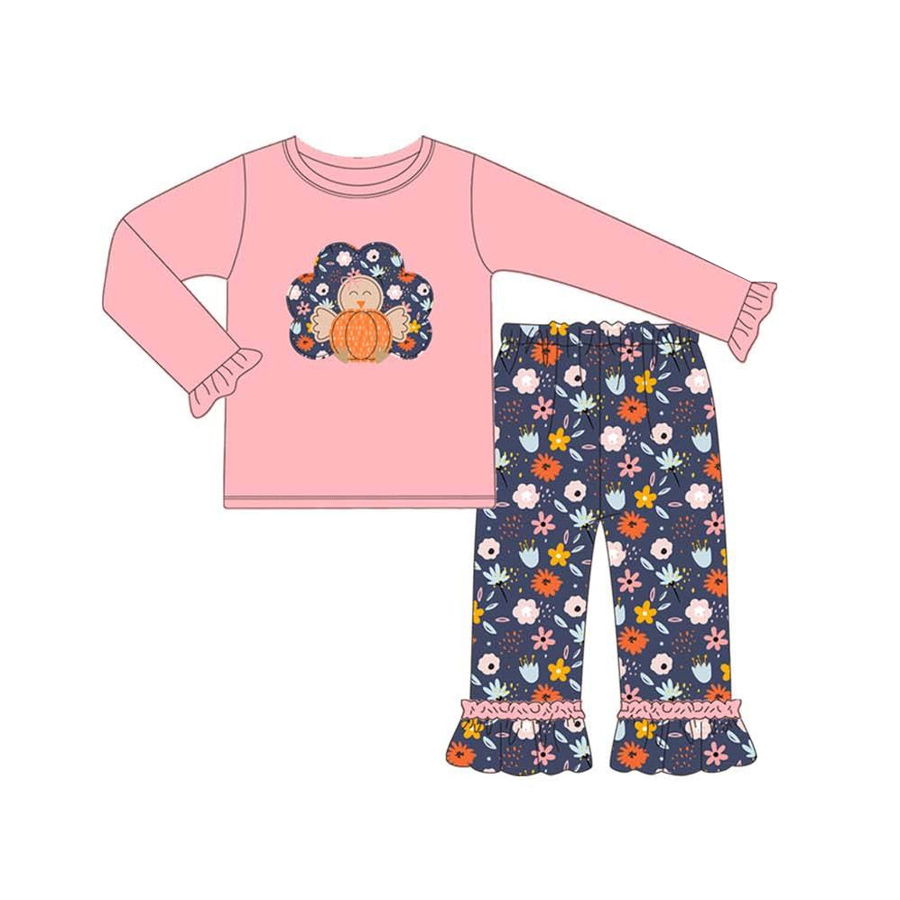 GLP1234 Pink Long Sleeve Wholesale Boutique Kid Clothing Sets