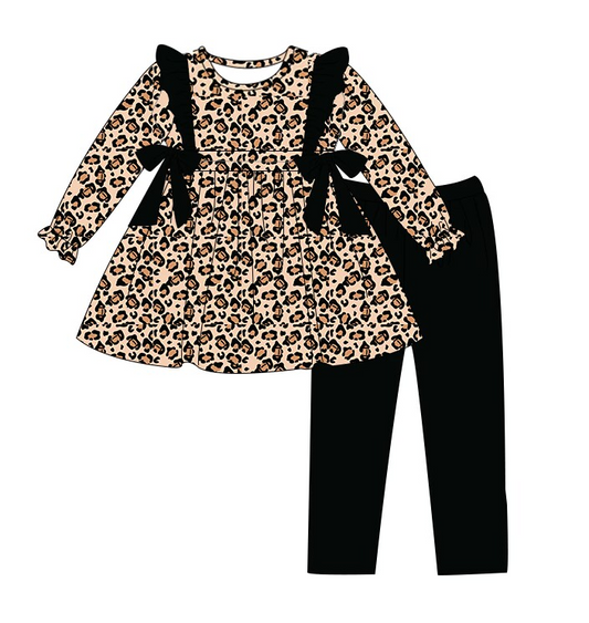 GLP1238 Leopard Cute Long Sleeve Wholesale Boutique Kid Clothing Sets