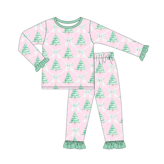 GLP1242 Green Tree Cute Long Sleeve Wholesale Boutique Kid Clothing Sets