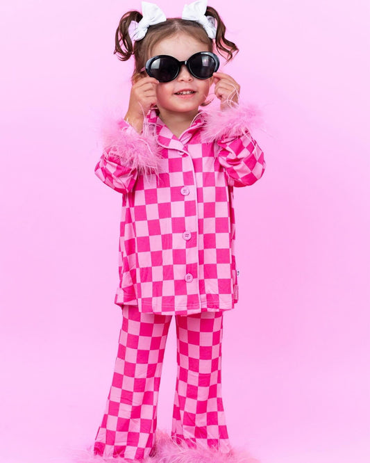 GLP1256 Pink Plaid Long Sleeve Wholesale Boutique Kid Clothing