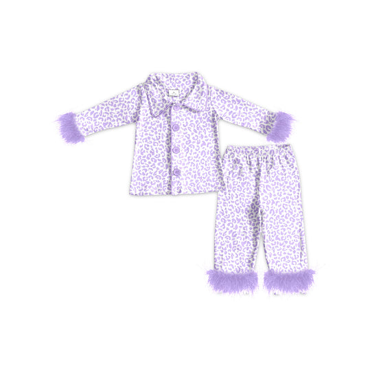 GLP1259 Purple leopard Long Sleeve Wholesale Boutique Kid Clothing