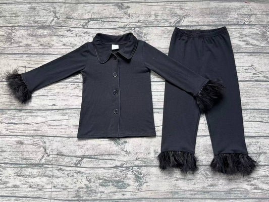 GLP1260 Black Winter Long Sleeve Wholesale Boutique Kid Outfit Clothing Sets