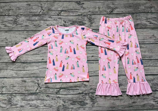 GLP1278  Christmas Pink Winter Long Sleeve Wholesale Boutique Kid Outfit Clothing Sets